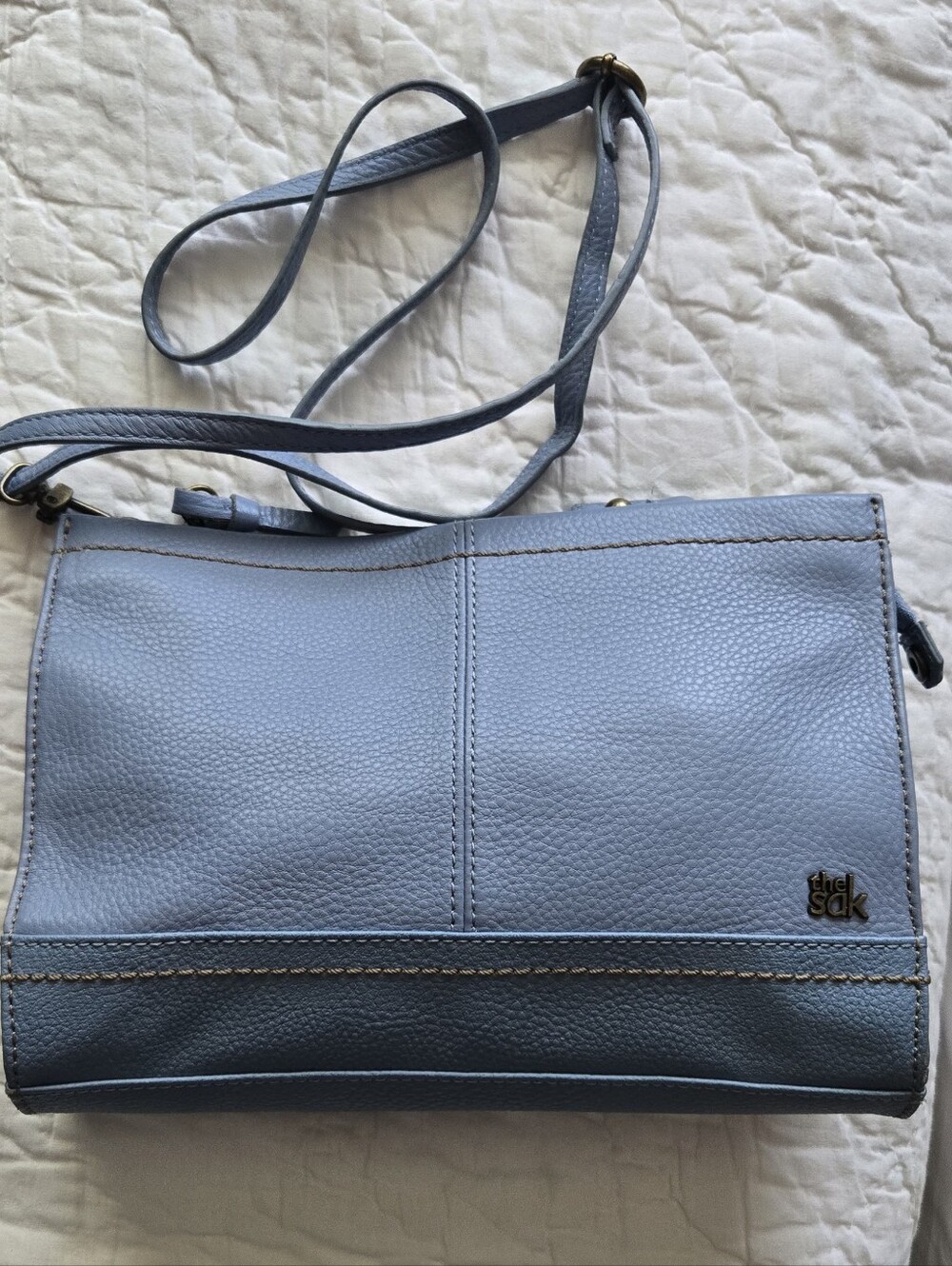 The Sak Light Blue Pebbled Leather Crossbody Bag